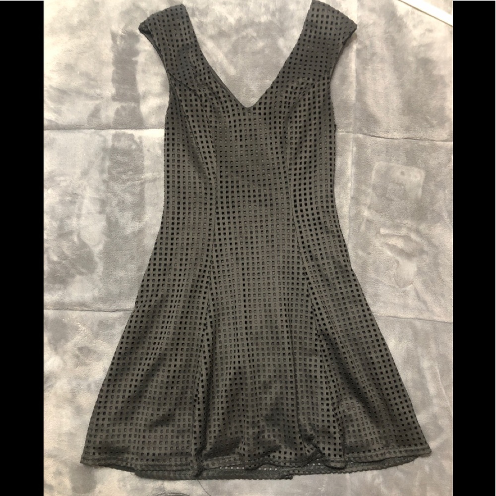 Black Mesh Saks Fifth Ave Fit n Flare Dress